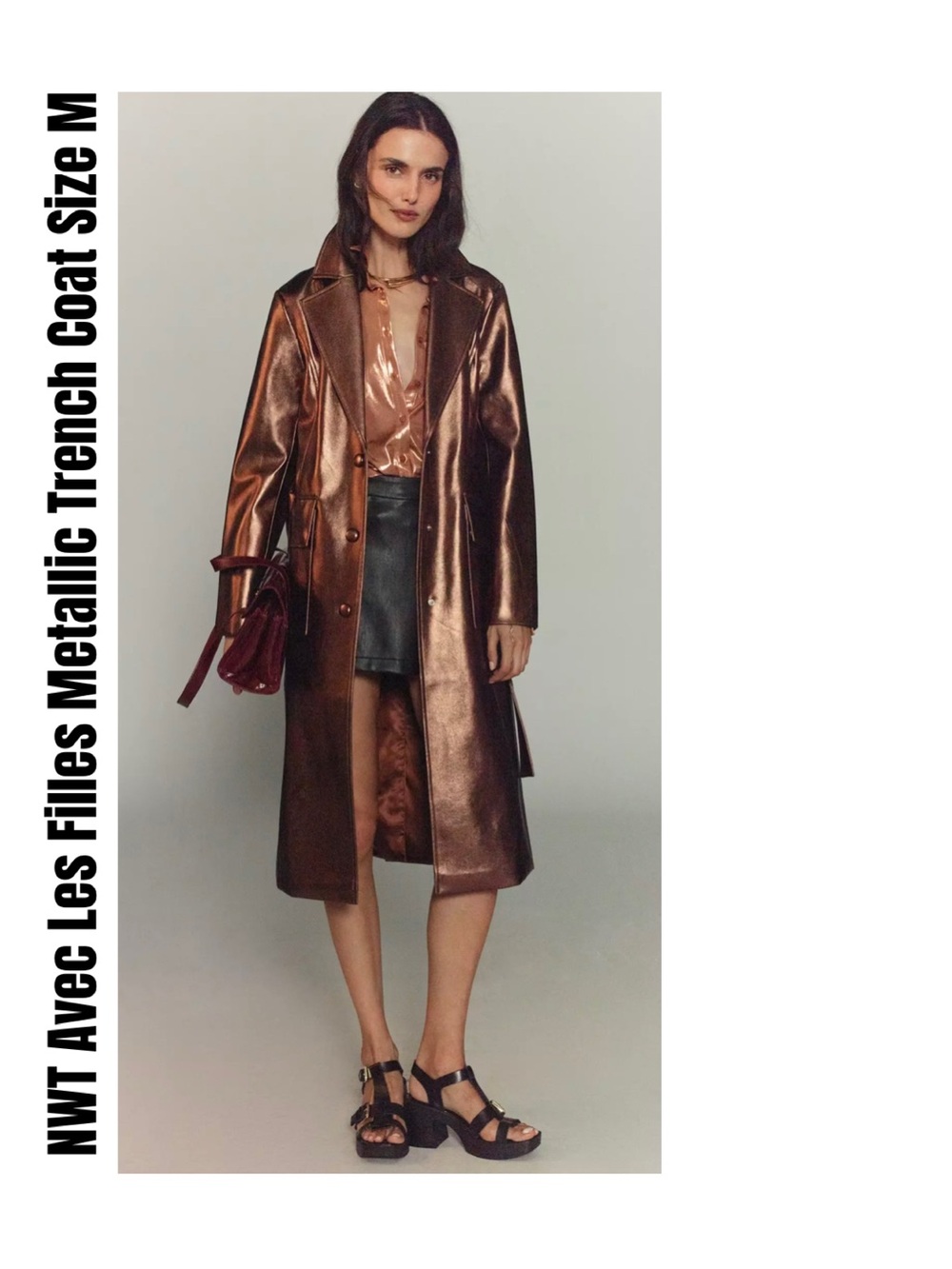 Avec Les Filles Metallic Trench Coat Size M